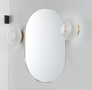 33 Inch Oval Aluminum Framed Wall Mirror Glam Accent Piece for Entryway Bath or Living Room