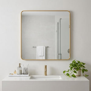 30 Inch Aluminum Square Framed Wall Vanity Mirror for Modern Bathroom Decor and Style