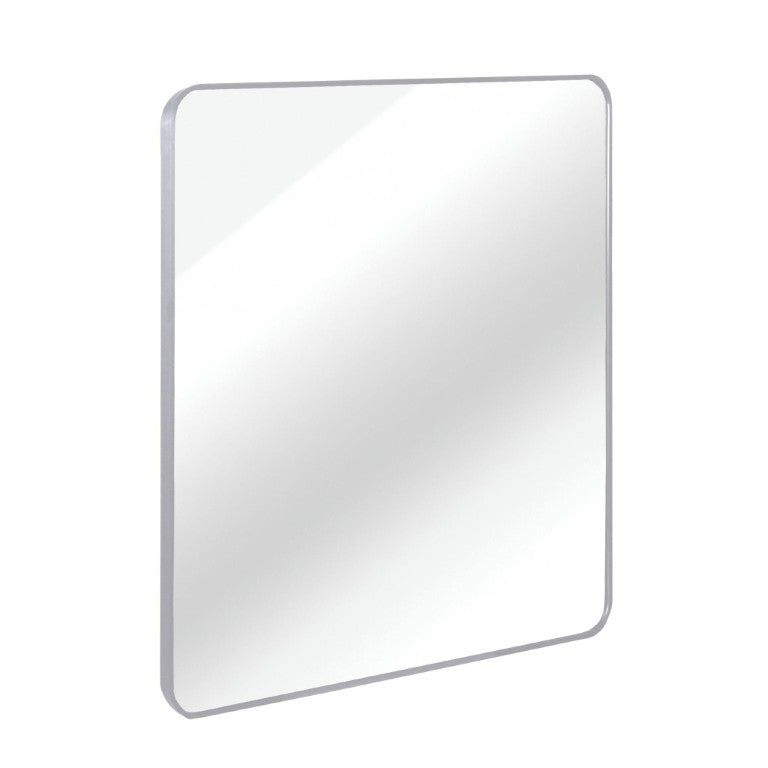 HomeRoots 30 Inch Aluminum Square Framed Wall Vanity Mirror for Modern Bathroom Decor and Style Silver 756104