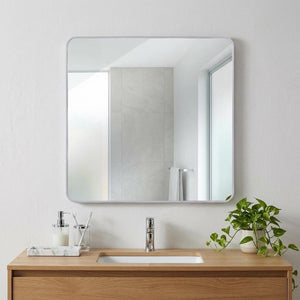 36 Inch Square Aluminum Framed Bathroom Vanity Mirror with Sleek Design for Modern Decor