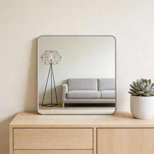 36 Inch Square Aluminum Framed Bathroom Vanity Mirror with Sleek Design for Modern Decor