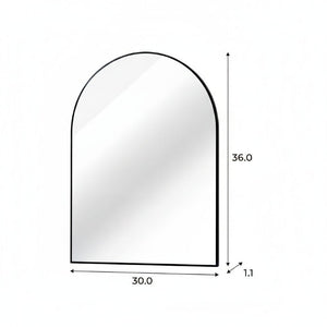 36 Inch Aluminum Arch Bathroom Mirror with Sleek Matte Black Frame for Modern Vanity