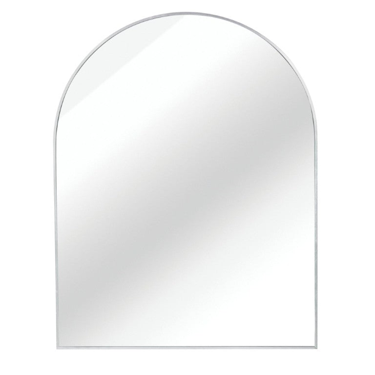 HomeRoots 36 Inch Silver Aluminum Arch Mirror Sleek Vanity Wall Accent for Modern Bathrooms 756109