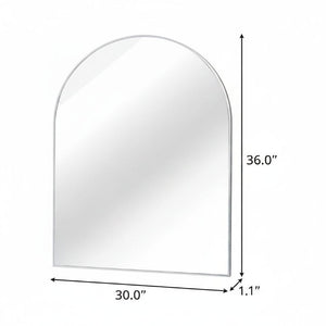 36 Inch Silver Aluminum Arch Mirror Sleek Vanity Wall Accent for Modern Bathrooms