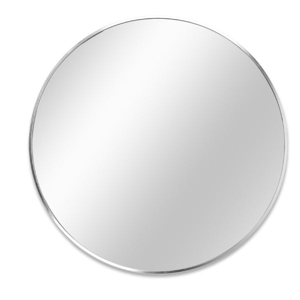 HomeRoots 39 Inch Round Aluminum Framed Bathroom Vanity Mirror for Modern and Glam Wall Decor Accent Silver 756110