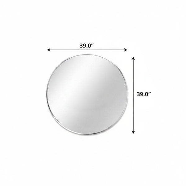 39 Inch Round Aluminum Framed Bathroom Vanity Mirror for Modern and Glam Wall Decor Accent