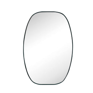 HomeRoots 36 Inch Oval Aluminum Framed Bathroom Vanity Mirror Elegant Wall Accent for Modern Spaces Black 756114