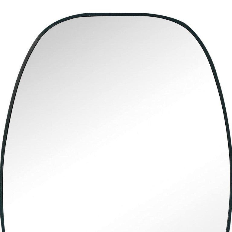 HomeRoots 36 Inch Oval Aluminum Framed Bathroom Vanity Mirror Elegant Wall Accent for Modern Spaces Black 756114