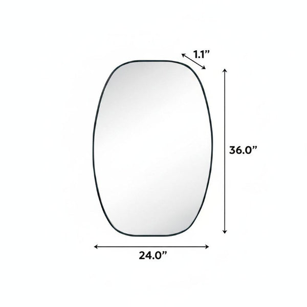 36 Inch Oval Aluminum Framed Bathroom Vanity Mirror Elegant Wall Accent for Modern Spaces