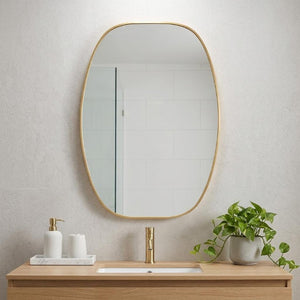 36 Inch Oval Aluminum Framed Bathroom Vanity Mirror Elegant Wall Accent for Modern Spaces