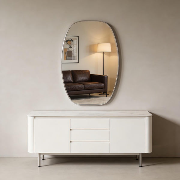 36 Inch Oval Aluminum Framed Bathroom Vanity Mirror Elegant Wall Accent for Modern Spaces