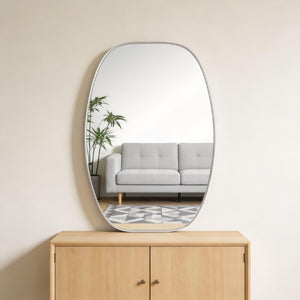 36 Inch Oval Aluminum Framed Bathroom Vanity Mirror Elegant Wall Accent for Modern Spaces