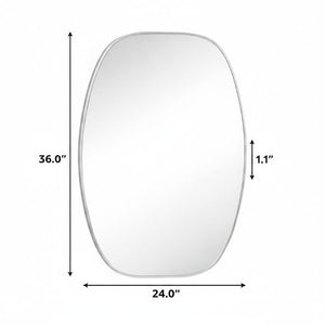 36 Inch Oval Aluminum Framed Bathroom Vanity Mirror Elegant Wall Accent for Modern Spaces