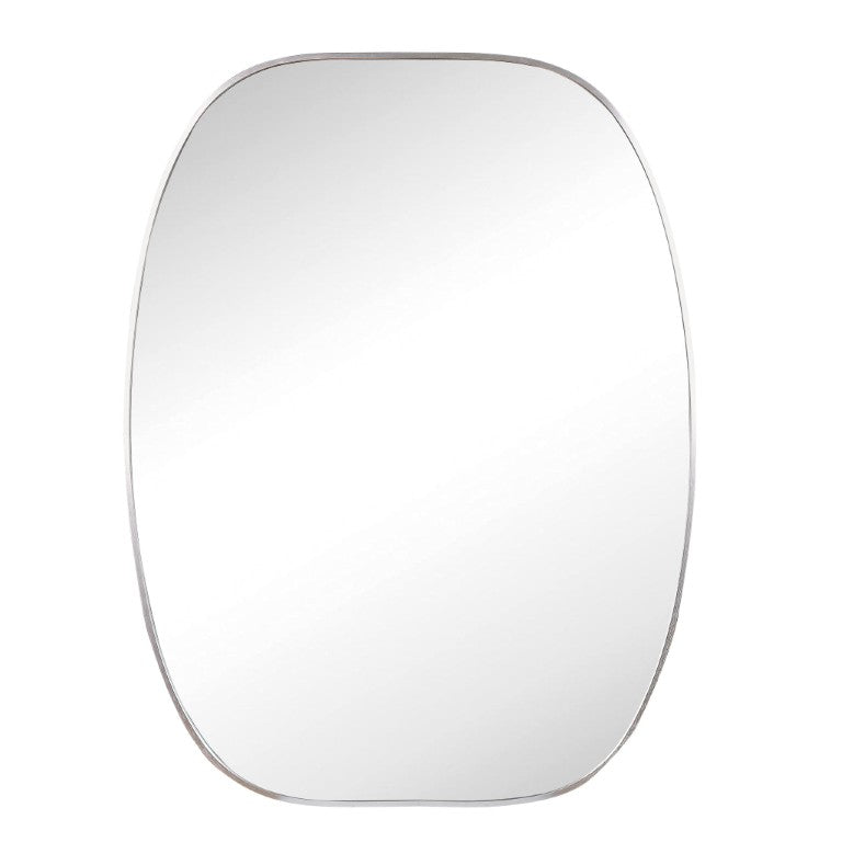 HomeRoots 40 Inch Oval Bathroom Mirror with Silver Aluminum Frame for Modern Vanity Decor 756117