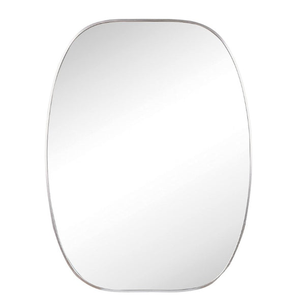 HomeRoots 40 Inch Oval Bathroom Mirror with Silver Aluminum Frame for Modern Vanity Decor 756117