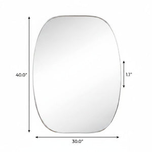 40 Inch Oval Bathroom Mirror with Silver Aluminum Frame for Modern Vanity Decor