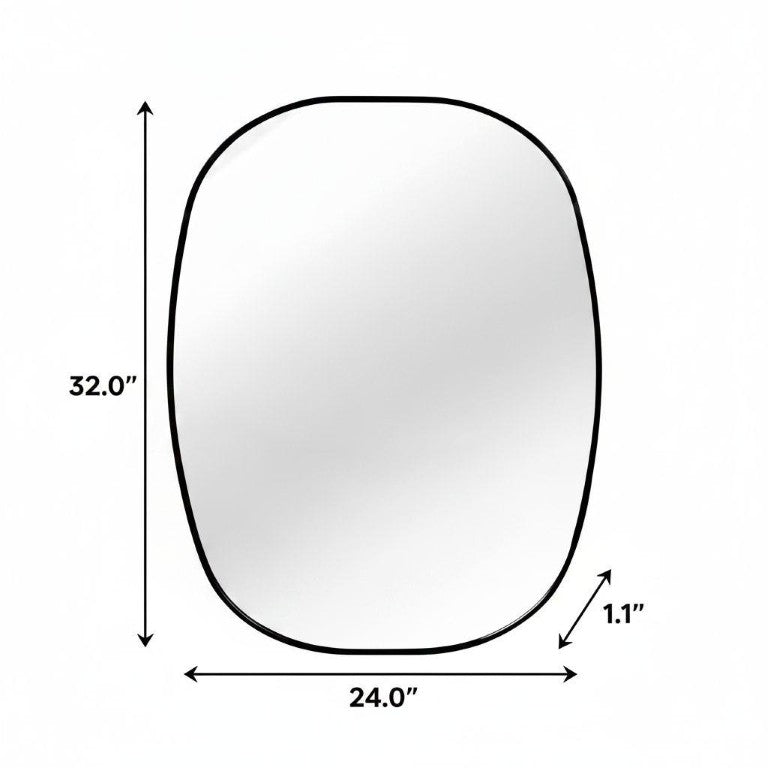 32 Inch Oval Aluminum Framed Bathroom Vanity Mirror Elegant Wall Accent for Modern Decor