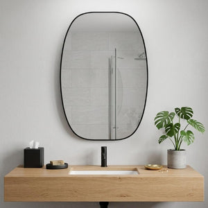 48 Inch Oval Aluminum Framed Wall Mirror Elegant Vanity Accent for Modern Bathroom Decor