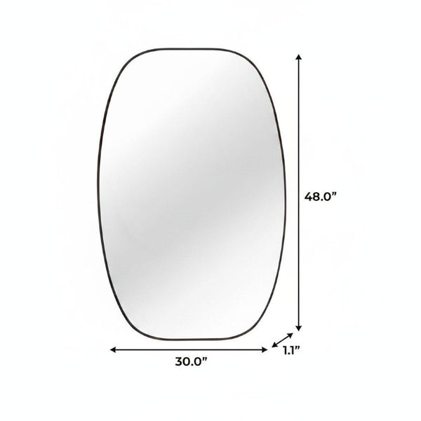 48 Inch Oval Aluminum Framed Wall Mirror Elegant Vanity Accent for Modern Bathroom Decor