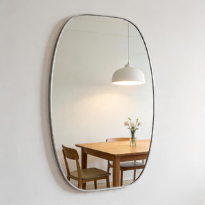 48 Inch Oval Aluminum Framed Wall Mirror Elegant Vanity Accent for Modern Bathroom Decor