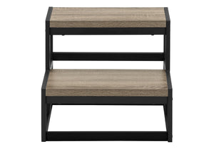 English Elm Ladder, Step Stool with Dark Taupe Laminate Treads and Matte Black Metal Frame B2710P219496