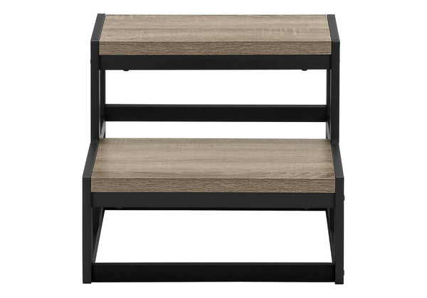 English Elm Ladder, Step Stool with Dark Taupe Laminate Treads and Matte Black Metal Frame B2710P219496