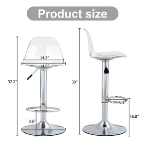 English Elm Modern PU Bar Stools Set of 2 — 360° Swivel, Height Adjustable, Waterproof Leather, Ergonomic White Finish W1151P200322