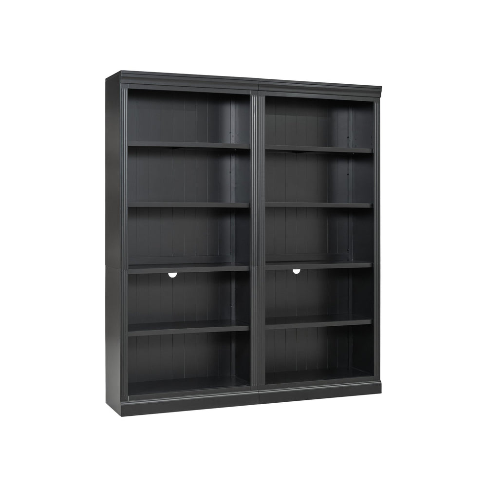 English Elm 83" 5-Tier Bookcase Suite with LED Light Strip, Adjustable Shelves, Cable Hole & 55lb Capacity, Black N751S246920B