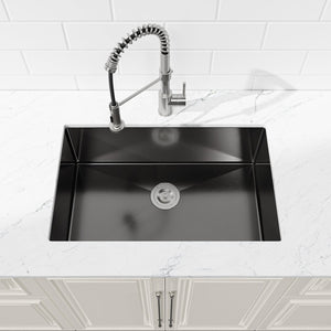 English Elm Stainless Steel Handmade Undermount Kitchen Sink Matte Black Single Bowl Deep Basin T3177P370632