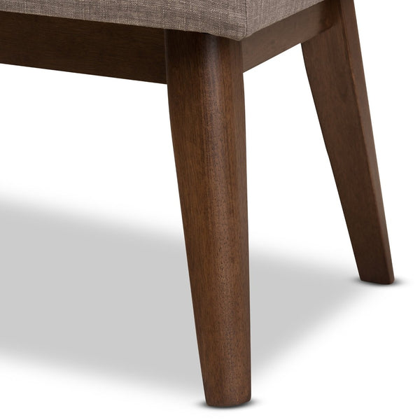 Baxton Studio Baxton Studio Elia Mid-Century Modern Button-Tufted Bench with Walnut Frame for Stylish Seating Light Grey WM1622-BE-Light Grey/Walnut