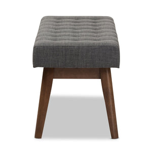 Baxton Studio Baxton Studio Elia Mid-Century Modern Button-Tufted Bench with Walnut Frame for Stylish Seating Dark Grey WM1622-BE-Dark Grey/Walnut