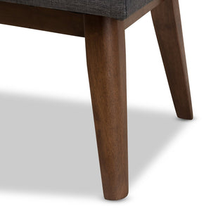 Baxton Studio Baxton Studio Elia Mid-Century Modern Button-Tufted Bench with Walnut Frame for Stylish Seating Dark Grey WM1622-BE-Dark Grey/Walnut