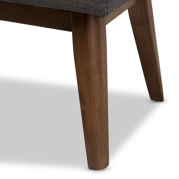 Baxton Studio Baxton Studio Elia Mid-Century Modern Button-Tufted Bench with Walnut Frame for Stylish Seating Dark Grey WM1622-BE-Dark Grey/Walnut