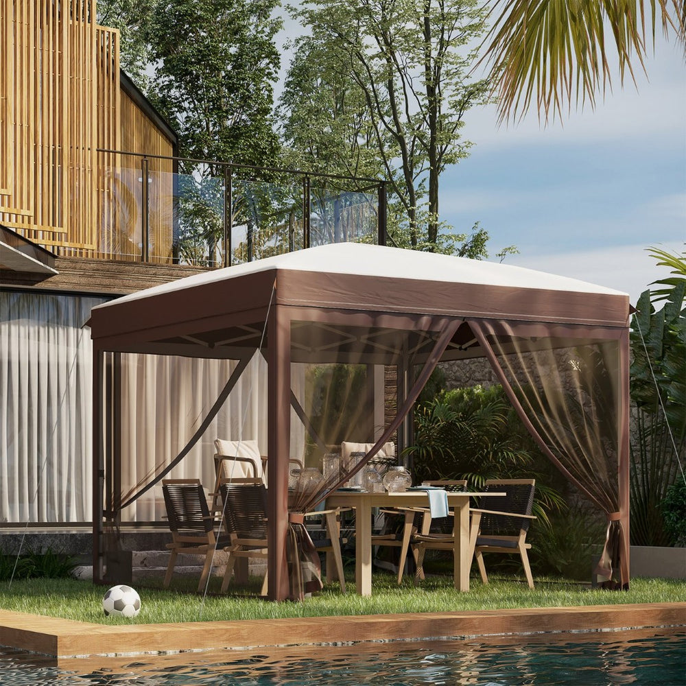 English Elm Outsunny 10x10 Pop up Canopy with Mesh Walls Uv50 Oxford Roof Outdoor Shelter W2225P174241
