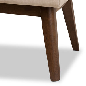 Baxton Studio Baxton Studio Elia Mid-Century Modern Button-Tufted Bench with Walnut Frame for Stylish Seating Light Beige WM1622-BE-Beige/Walnut