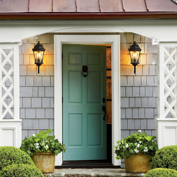 English Elm 1-Pack Vintage Wall-Mounted Outdoor Lantern Light - Matte Black Rustproof Sconce with Bubble Glass, E26 Compatible, Weatherproof W2312P368730