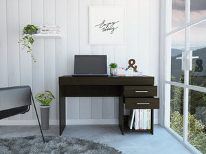 English Elm Austin Writing Computer Desk with Two Drawers and Cabinet, Spacious Legroom, Open Shelf, Durable Particleboard Black 51 L x 22 W x 5 H B128P148865