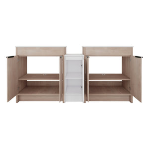 English Elm 72 Inch Freestanding Bathroom Vanity With Ceramic Sink, Soft-Close Doors & Ample Storage Solutions W999S00318