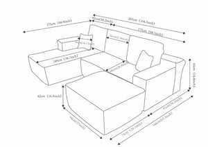 English Elm 104" Modular U-shape Sectional Plush Corduroy Deep Seat Sofa for Modern Living Spaces W3975S00035
