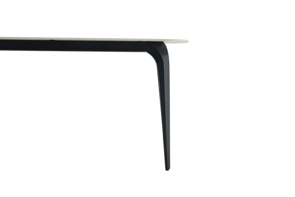 English Elm Modern Sintered Stone Rectangular Dining Table with Gold Accent Metal Base W3493P436837