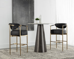 Sunpan Heloise Barstool - Elegant Faux Leather Upholstery With Gold Stainless Steel For Chic Dining Spaces Black Faux Leather 111932
