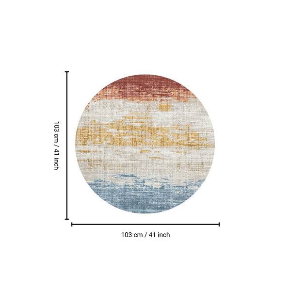 English Elm RABBIT Washable Non-Slip Round Rug 41" Ivory Multi — Durable Polyester, Foldable, Kid & Pet Friendly B186P261392