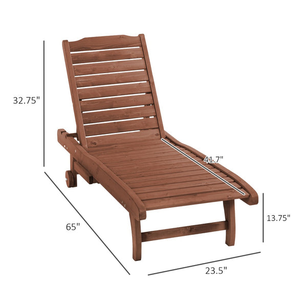 English Elm Chaise Outdoor Slatted Wood Sun Lounger with Pull Out Tray and Adjustable Recline T3971P384717