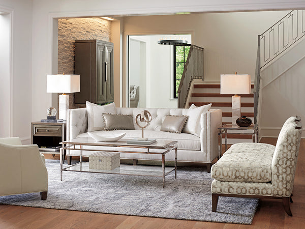 Lexington Verona End Table - Elegant Modern Luxe Design With Silver Gray Accents And Full-extension Drawer Platinum  732-951