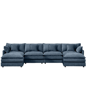 English Elm Modular U-Shaped Sectional Sofa Set, 130.7" Cozy Chenille Couch With Movable Ottomans, Diy Design W1359S00038