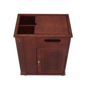 English Elm Powered Narrow End Table with Charging Station, Walnut Bedside Table with Wheels, USB Ports, Storage W1693P227261