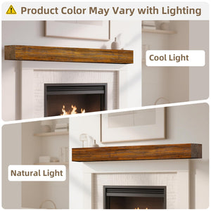 English Elm Fireplace Mantel - 74" Handcrafted Solid Pine Floating Shelf, Dark Chocolate Finish For Stylish Display T3210P391500
