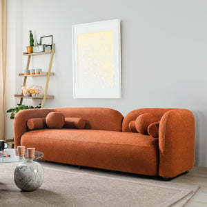 English Elm Donna Japandi Boucle Upholstered Sofa with Textured Fabric for Modern Living Rooms Brown,Burnt Orange,Orange B183P231855
