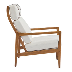 English Elm Christopher Knight Home® - Mid Century Modern Accent Armchair - Solid Wood Frame, High Back Beige Cushion, Stylish & Durable N767P298391B