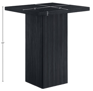 Meridian Furniture Belinda Sculptural Fluted Base Bar Height Table with Oak Veneer Top for Modern Dining Spaces Black 32 inches 756Black-T